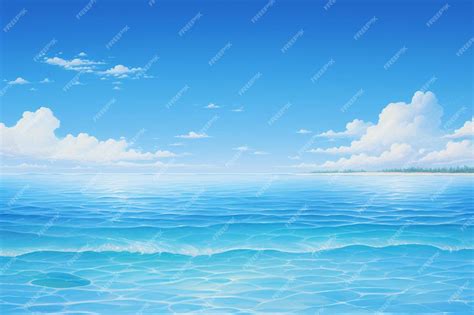 Premium Photo | A painting of a sea with clouds and the ocean.