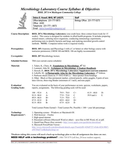 Microbiology (MCB 2010C) Laboratory Schedule, 49% OFF