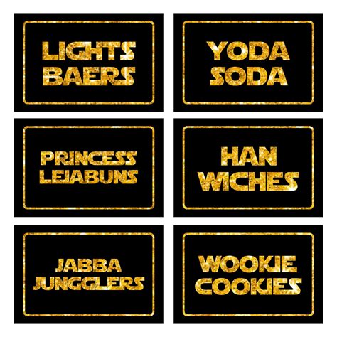 Free Printable Star Wars Food Labels