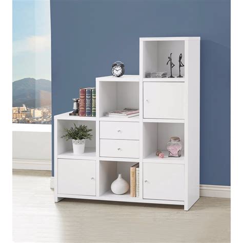 Asymmetrical Bookcase with Cube Storage Compartments, White - Walmart ...