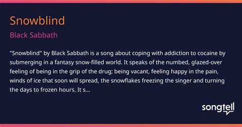 Meaning of Snowblind by Black Sabbath