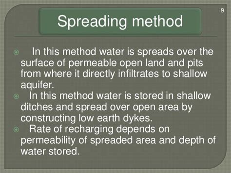 Ground water recharge Methods