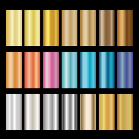 Premium Vector | Metallic gradient collection different colors illustration