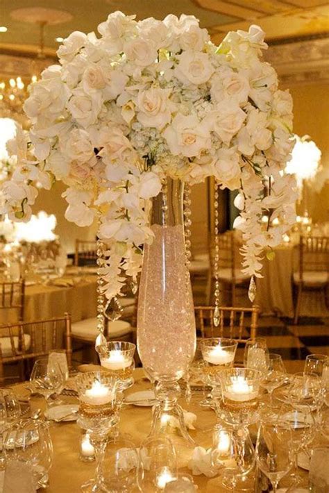 Beautiful White Rose Japanese Wisteria Wedding Centerpiece with VASE and crystals! AMAZING PRICE ...