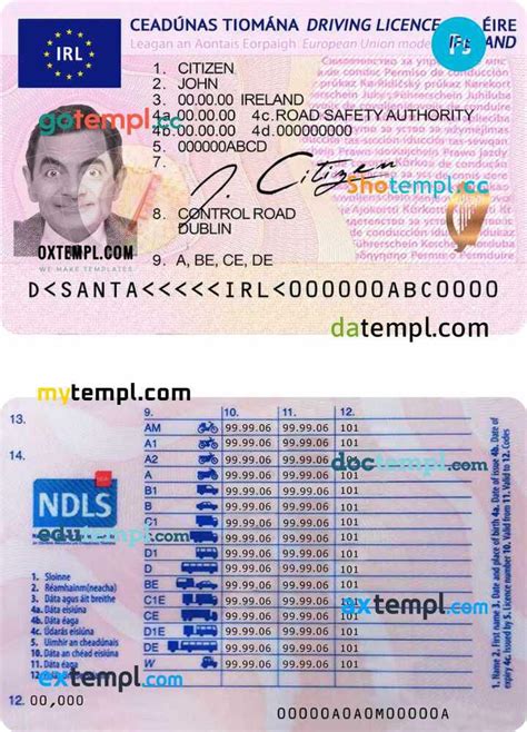 IRELAND driving license (learner permit) template in PSD format, 2022- present by ...