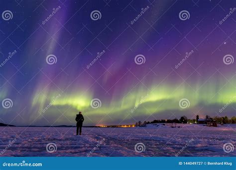 Colorful Northern Lights Over Lake Inari, Finland Stock Image - Image of north, phenomenon ...