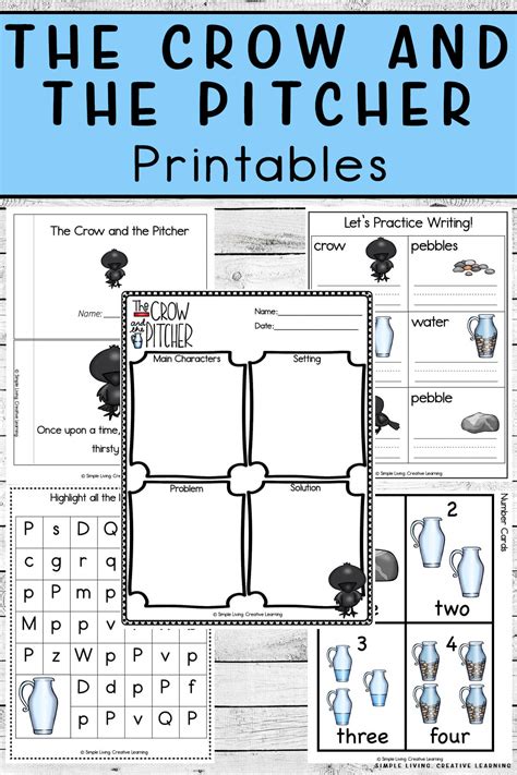 Aesop's Fables Printables: The Crow and the Pitcher Printables - Simple ...