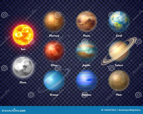 Colorful Sun, Moon and Nine Planets Illustrations Stock Vector ...