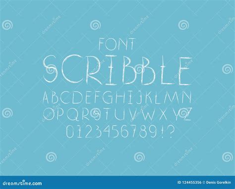 Scribble Font. Vector Alphabet Stock Vector - Illustration of scrawl ...