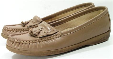 sas shoes womens 6.5 N S tan tasseled loafers flats slippers