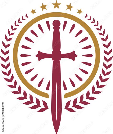 Catholic Christian Cross Sword Blade Church Crest logo design ...