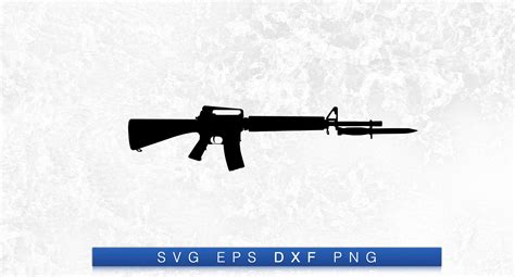 M16 Rifle With an M7 Bayonet Affixed Silhouette Printable Digital Design Download Svg, Png, Eps ...