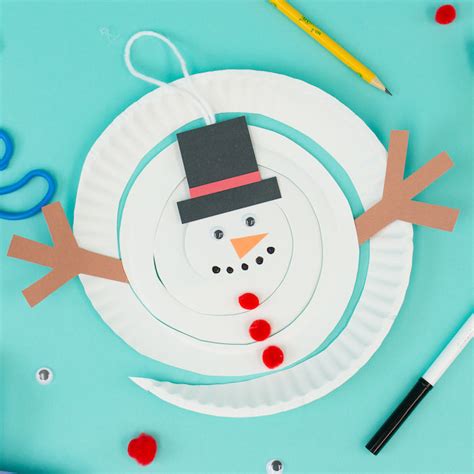 Paper Plate Spiral Melting Snowman – Craft Box Girls