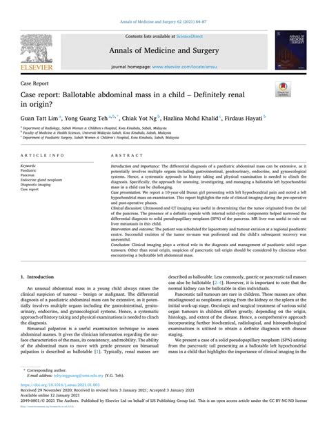 (PDF) Case report: Ballotable abdominal mass in a child – Definitely renal in origin?