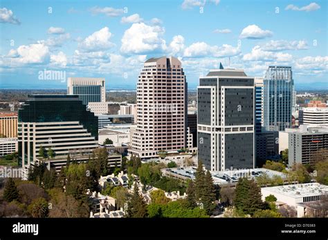 Aerial of the Downtown Skyline of Sacramento, California Stock Photo ...