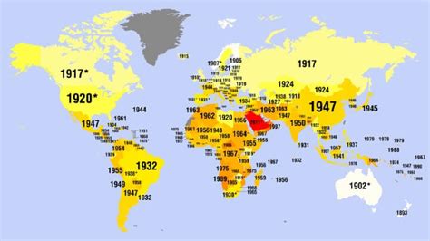 Women's Suffrage Mapped: The Year Women Got The Vote By Country - Brilliant Maps