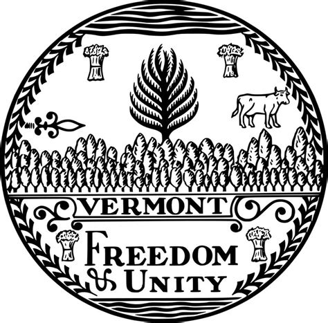 Seal of Vermont (B&W) - Freedom and Unity - Wikipedia | Unity, Vermont, State flags