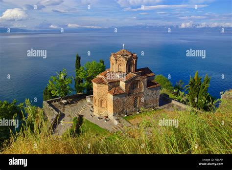 Church of St. John at Kaneo on the cliff over Kaneo beach overlooking Stock Photo, Royalty Free ...