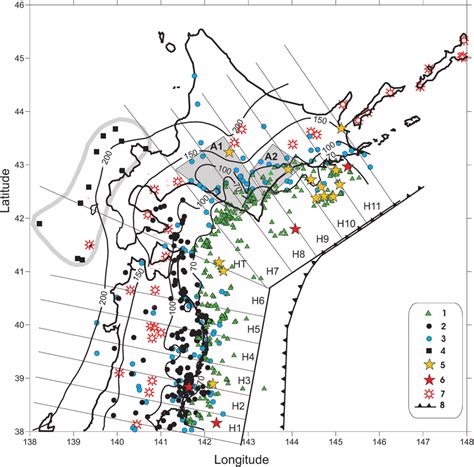 Fig. ,. Epicenter map of earthquakes with available focal mechanisms ...