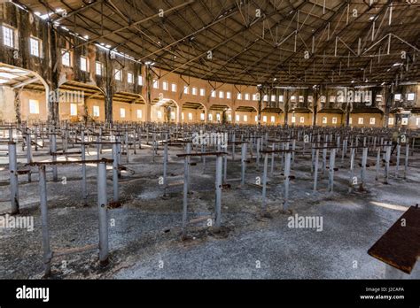 Inside of the old cafeteria of the Presidio Modelo Prison on the Isle of Youth, Cuba Stock Photo ...