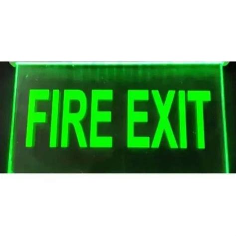 Green LED Fire Exit Sign Board, Shape: Rectangular, Dimensions: 6x12 ...