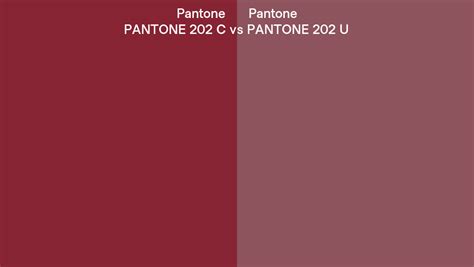 Pantone 202 C vs PANTONE 202 U side by side comparison