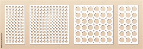 Decorative panel for laser cutting. Cnc pattern set. Cutout silhouette ...