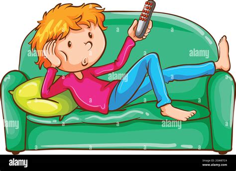 Teenage boy watching television Stock Vector Images - Alamy