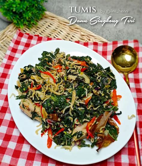 Resep Tumis Daun Singkong Teri dari @lim_henni