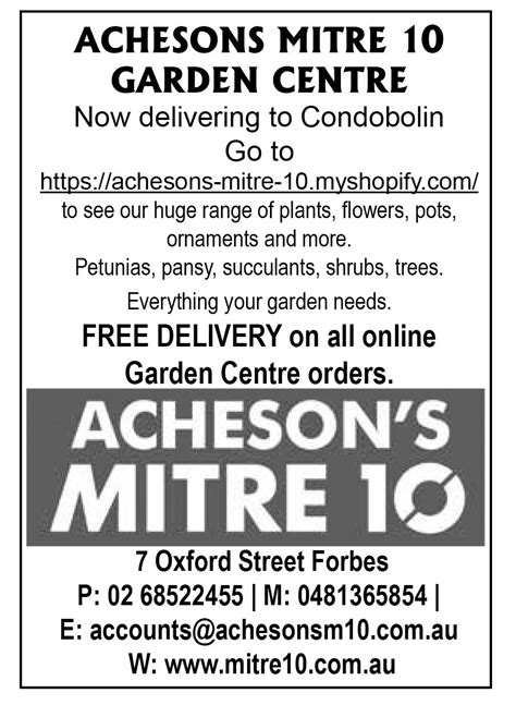 ACHESONS MITRE 10 GARDEN CENTRE Now... - The Condobolin Argus | Facebook