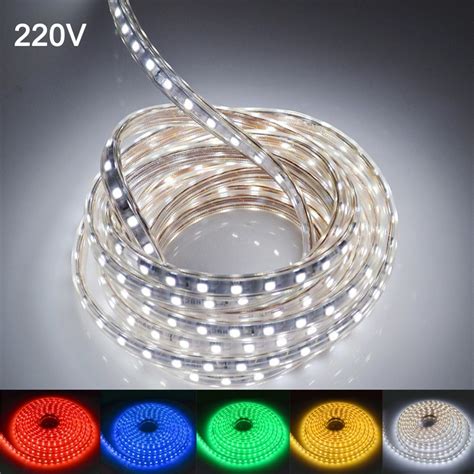 LED Strip Light Waterproof LED Tape AC 220V SMD 5050 60LEDs/m Flexible ...