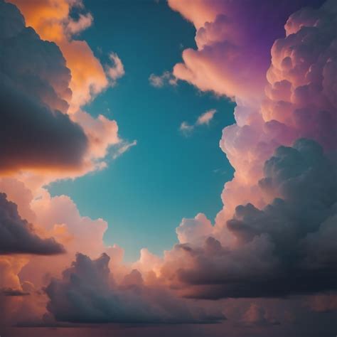 Premium Photo | A sunset with clouds and a heart shaped cloud.