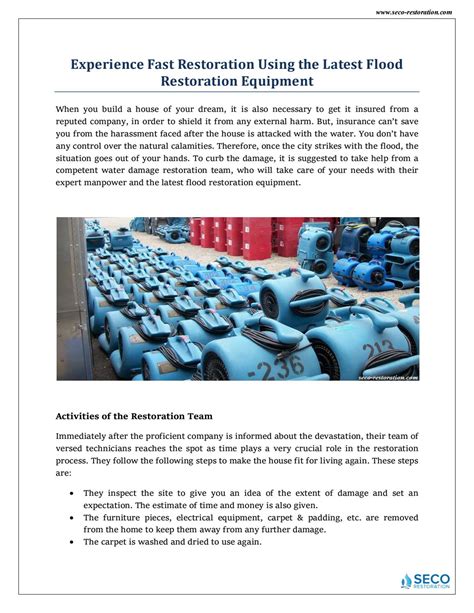 Flood Restoration Equipment in Houston - Seco Restoration by Seco Restoration - Issuu