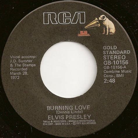 Elvis Presley - Burning Love (Vinyl, 7", 45 RPM, Single, Reissue) | Discogs