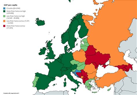 [OC] Croatia's GDP per capita compared to the rest of Europe : r/europe