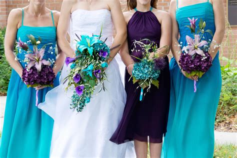 Teal and Purple Wedding flower arrangements | Burgundy wedding, Teal wedding, Wedding flower ...