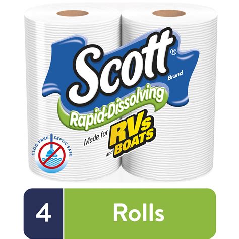 Scott Rapid-Dissolving Toilet Paper, 4 Double Rolls - Walmart.com ...