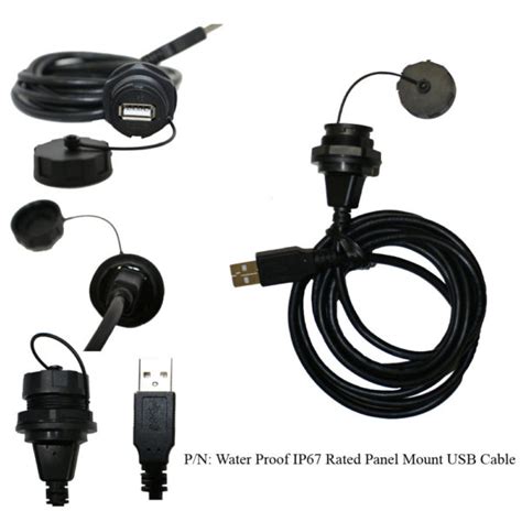 Cable, Waterproof Panel Mount USB, IP67 Rated, A/A, M/F, 2M - Compatible Cable Inc