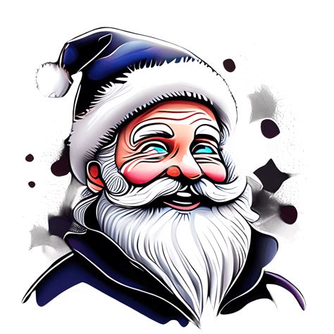 Santa Claus Blue Eyes Smiling Wearing Black Multicolored Background ...