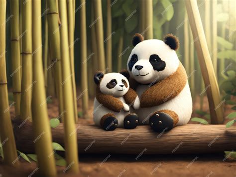 Premium Photo | Cute panda with bamboo background for desktop wallpaper