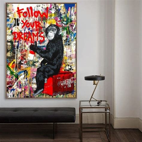 Street Wall Art Banksy Graffiti Canvas Paintings Abstract Einstein Pop Art Canvas Prints For ...