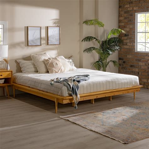 Free Shipping! Walker Edison Mid Century Modern Wood Platform King Bed ...