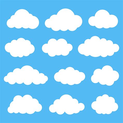 Cloud vector icon set white color on blue background. 570422 Vector Art ...