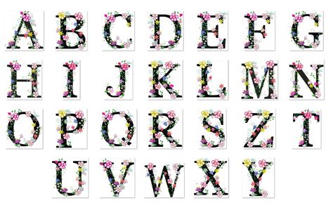 Floral whole alphabet garden flag monogram lace swirl flowers block ...