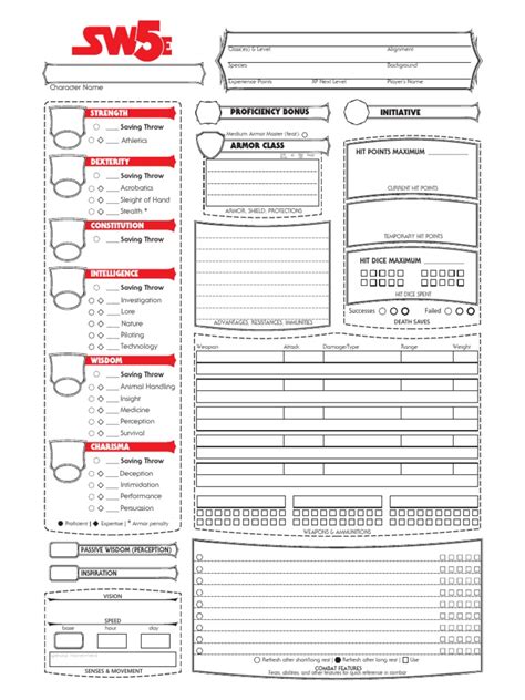 DnD 5e Star wars Character sheet | Role Playing Games | Gaming