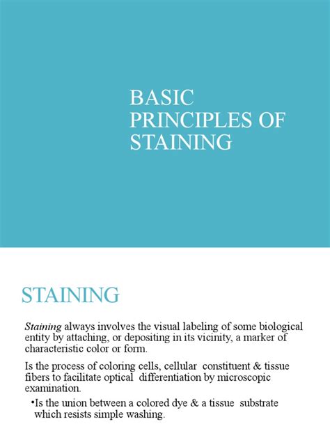 Basic Principles of Staining Techniques | PDF | Staining | Dye