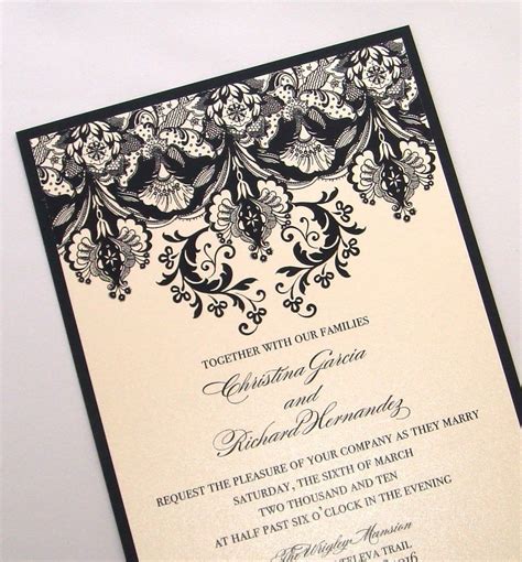 elegant ivory black wedding invitations | OneWed.com