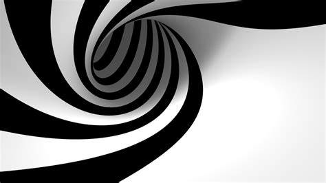 Abstract Black and White Spiral – 3D CGI HD Wallpaper