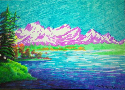 Landscape in felt tip markers by John-Baroque on DeviantArt