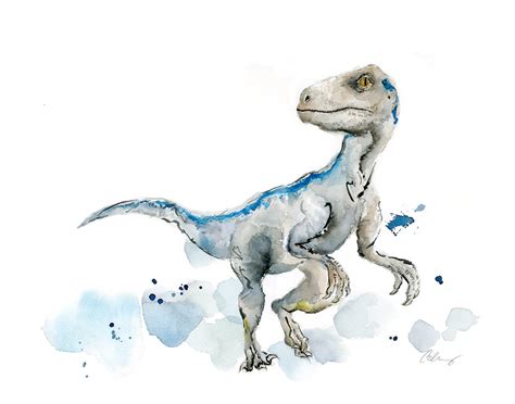 Blue the Velociraptor from Jurassic World - Watercolor Art Print – Easy ...